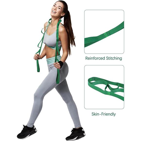 10 Loop Yoga Strap - Non-Elastic Exercise Band for Pilates, Yoga, Stretching - Picture 6 of 12